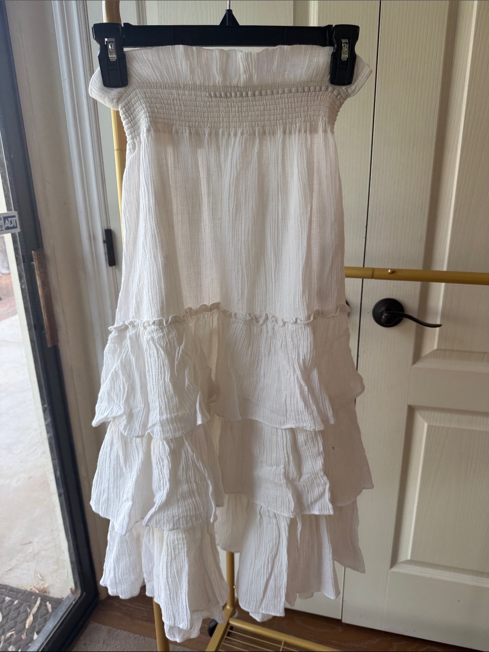 Free People White Tiered Ruffle Maxi Skirt